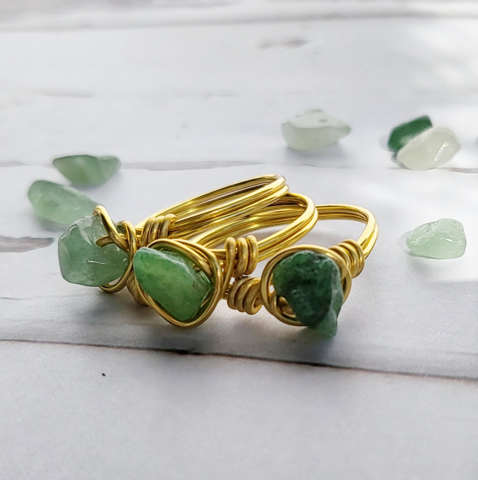 AVENTURINE | Minimalist 18K Gold Handmade Wire-Wrapped Ring