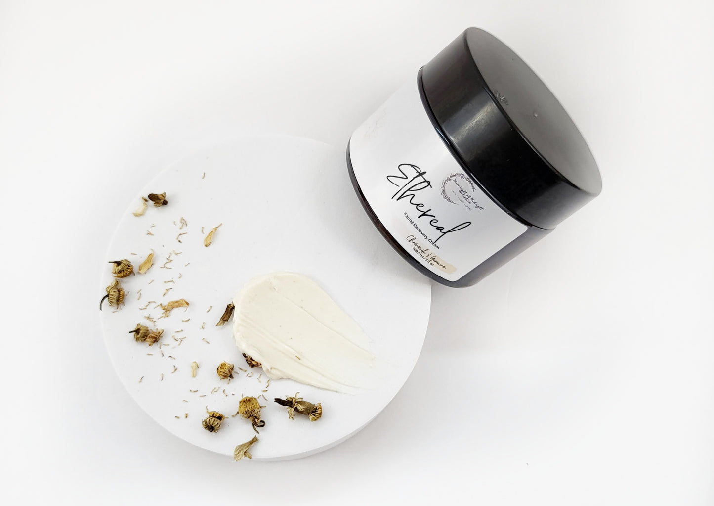 ETHEREAL Facial Recovery Cream | Made with Organic: Hemp Seed Oil, Sunflower Oil, Aloe Vera | Chamomile & Geranium |  Nightly Facial Mask