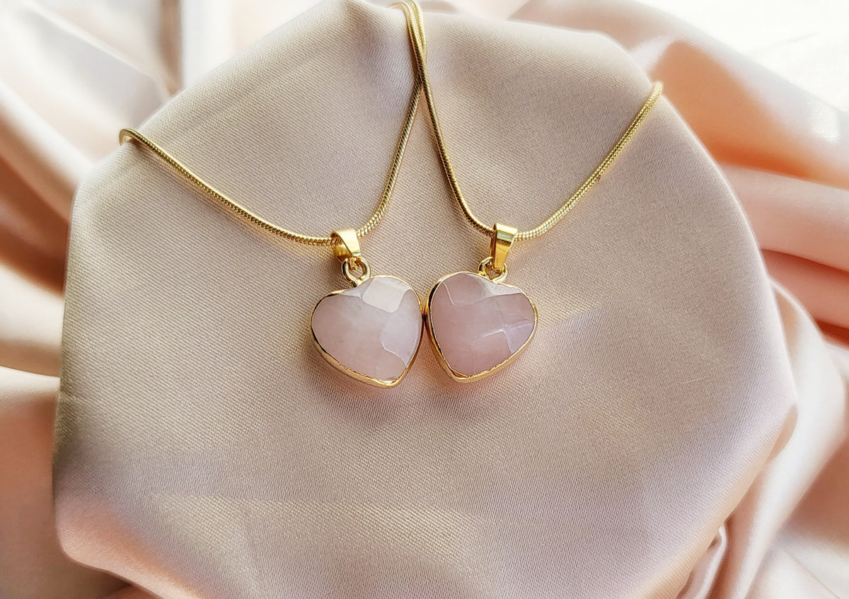ROSE QUARTZ HEART | 14k Gold Crystal Healing Necklace