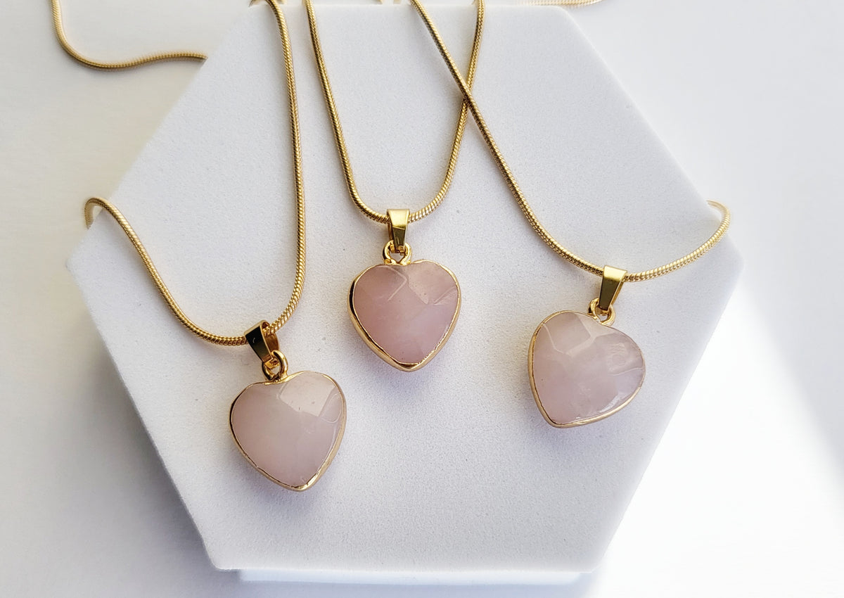 ROSE QUARTZ HEART | 14k Gold Crystal Healing Necklace