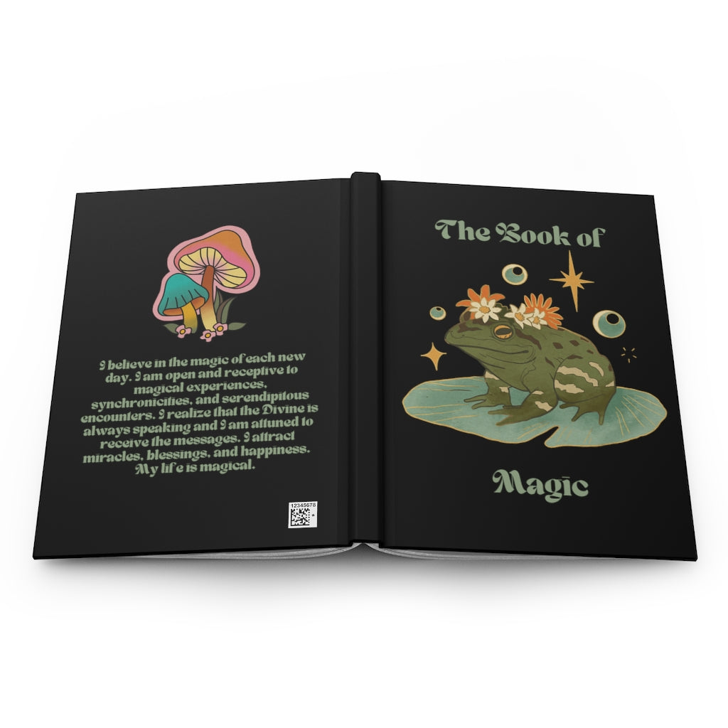 The Book of Magic | Hippie Frog and Toad Manifesting Journal | Magic Mushroom Journal | Cottagecore Fairycore Gift | Gratitude Journal