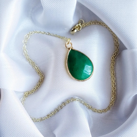 JADE | Good Fortune, Abundance & Manifestation | Gold Cable Chain Pendant Necklace | Intention Crystal | Healing Spiritual Gift for Her