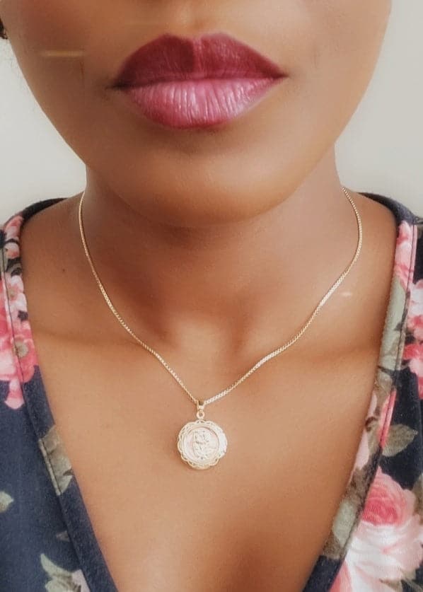 NOSTALGIA | 14K Gold Locket Floral Coin Necklace| Spiritual Jewelry for Women | Keepsake of Love, Intention &amp; Faith