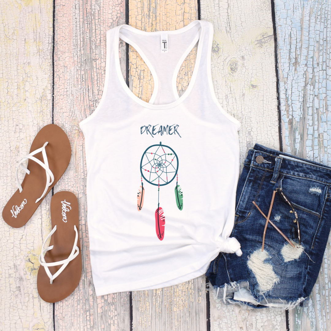 DREAMER | Dream Catcher Tank Top | Spiritual Inspirational Racerback Tank