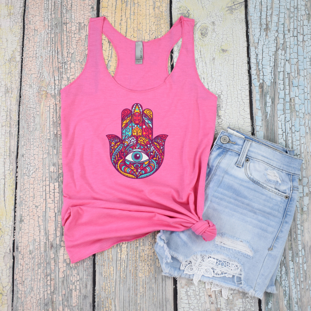 Rainbow Hamsa Tank Top | Women&#39;s Evil Eye Tank Top