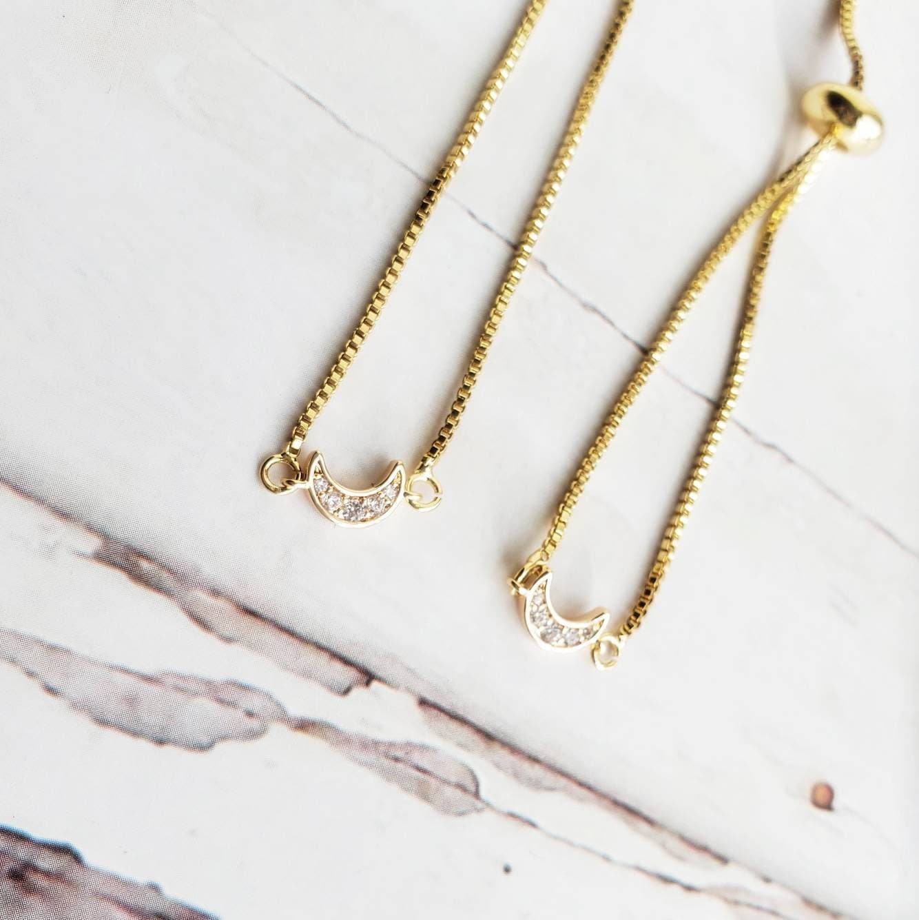 LUNA | 14K Gold Delicate Moon Bracelet | Celestial Crescent Moon Jewelry | Minimalist, Dainty Bracelet | Ankle Bracelet | Moon Phase Jewelry