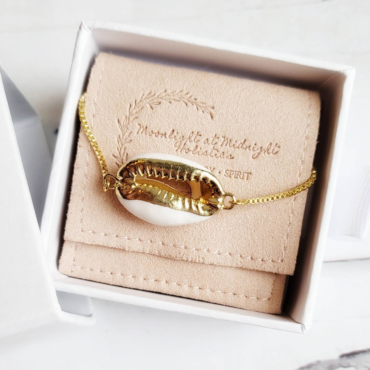 COWRIE | 14K Gold Box Chain Pendant Bracelet | African Cowrie Shell Fertility Jewelry | Gold Mermaid Bracelet | Minimalist Beach Jewelry