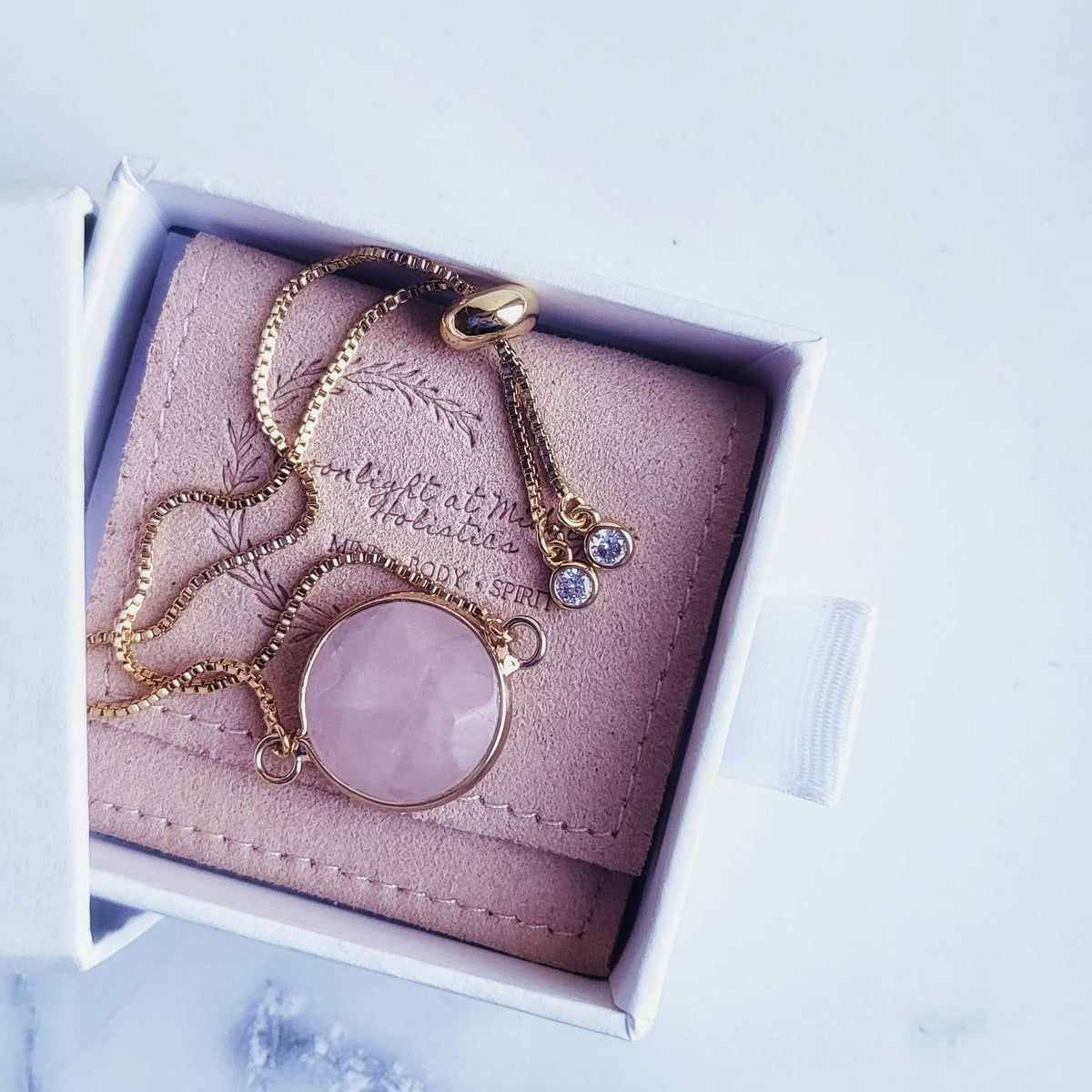 ROSE QUARTZ | 14K Gold Gemstone Bracelet | Crystal Healing Intention Jewelry | Minimalist Aphrodite Bracelet for Love | Witchy Gifts