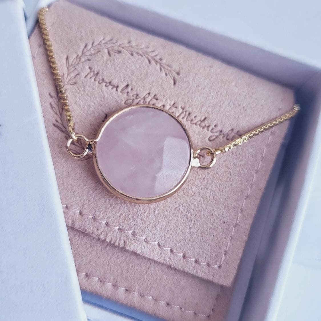 ROSE QUARTZ | 14K Gold Gemstone Bracelet | Crystal Healing Intention Jewelry | Minimalist Aphrodite Bracelet for Love | Witchy Gifts