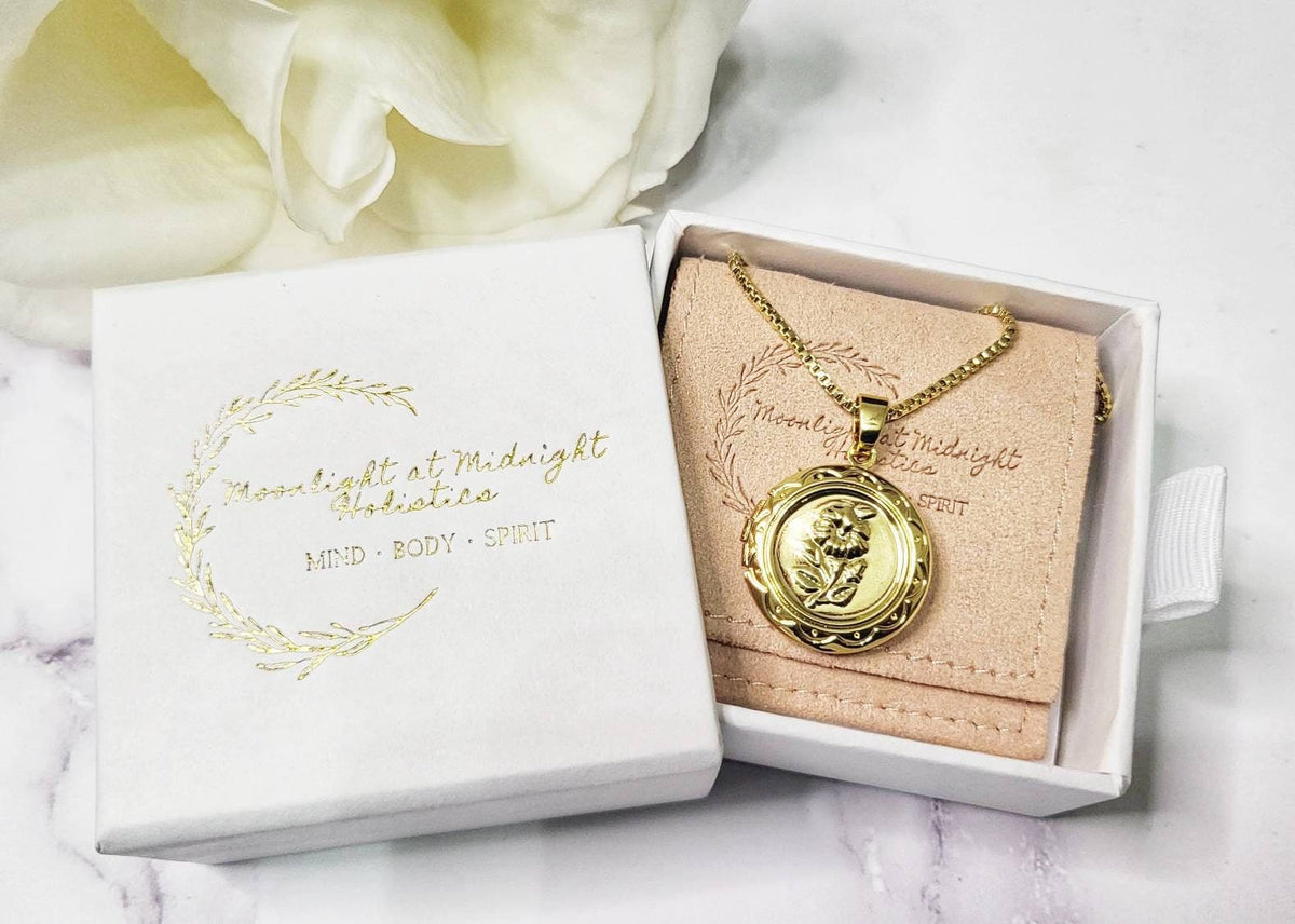 NOSTALGIA | 14K Gold Locket Coin Floral Necklace | Minimalist Photo Locket | Best Friend Necklace | Sympathy Gift | Valentine&#39;s Day Gift