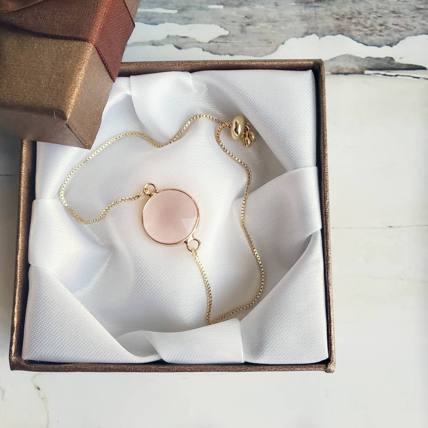ROSE QUARTZ | 14K Gold Gemstone Bracelet | Crystal Healing Intention Jewelry | Minimalist Aphrodite Bracelet for Love | Witchy Gifts