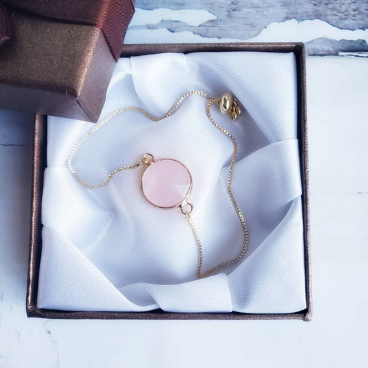 ROSE QUARTZ | 14K Gold Gemstone Bracelet | Crystal Healing Intention Jewelry | Minimalist Aphrodite Bracelet for Love | Witchy Gifts