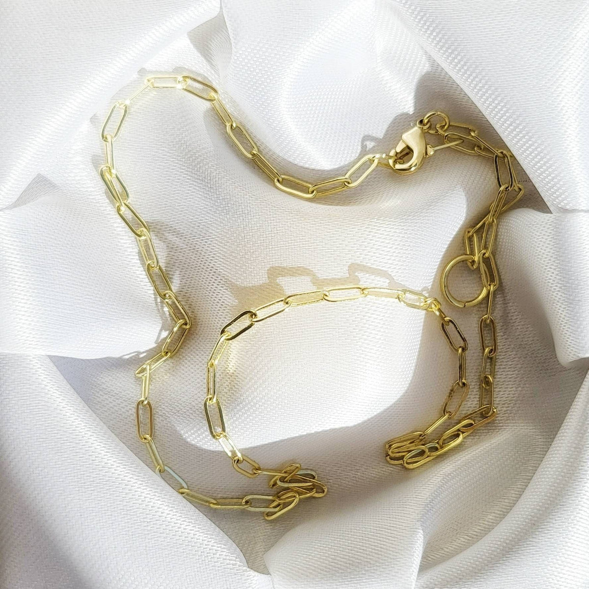 SACRED| 14K Gold Delicate Paper Clip Chain Necklace |  Gold Stacking Layered Chain Choker | Adjustable Minimalist Collar Choker for Women