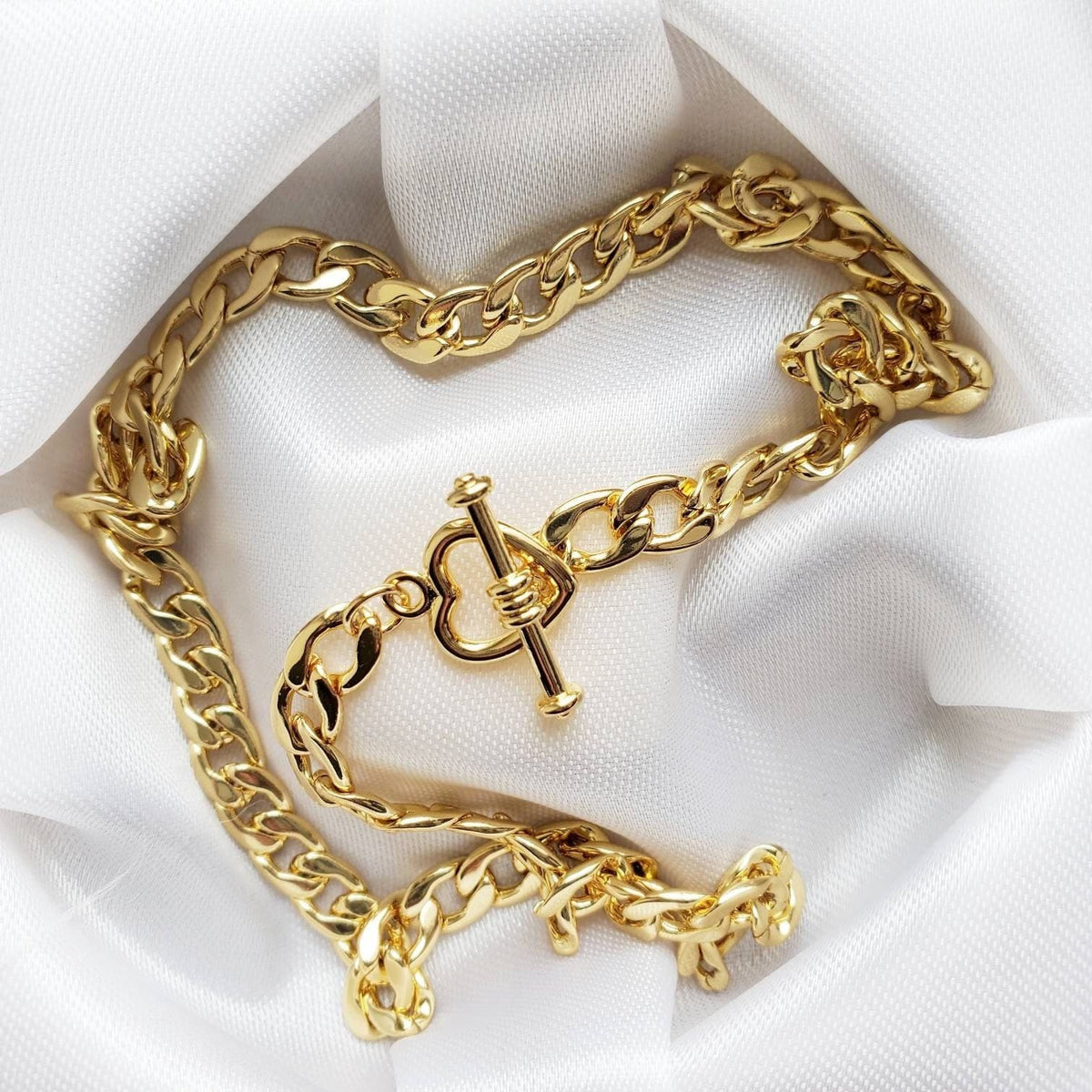 LOVER | 18K Gold Cuban Link Chain Choker Necklace | Minimalist Stacking Layering Necklace | Choker for Women | Valentine&#39;s Day Gift