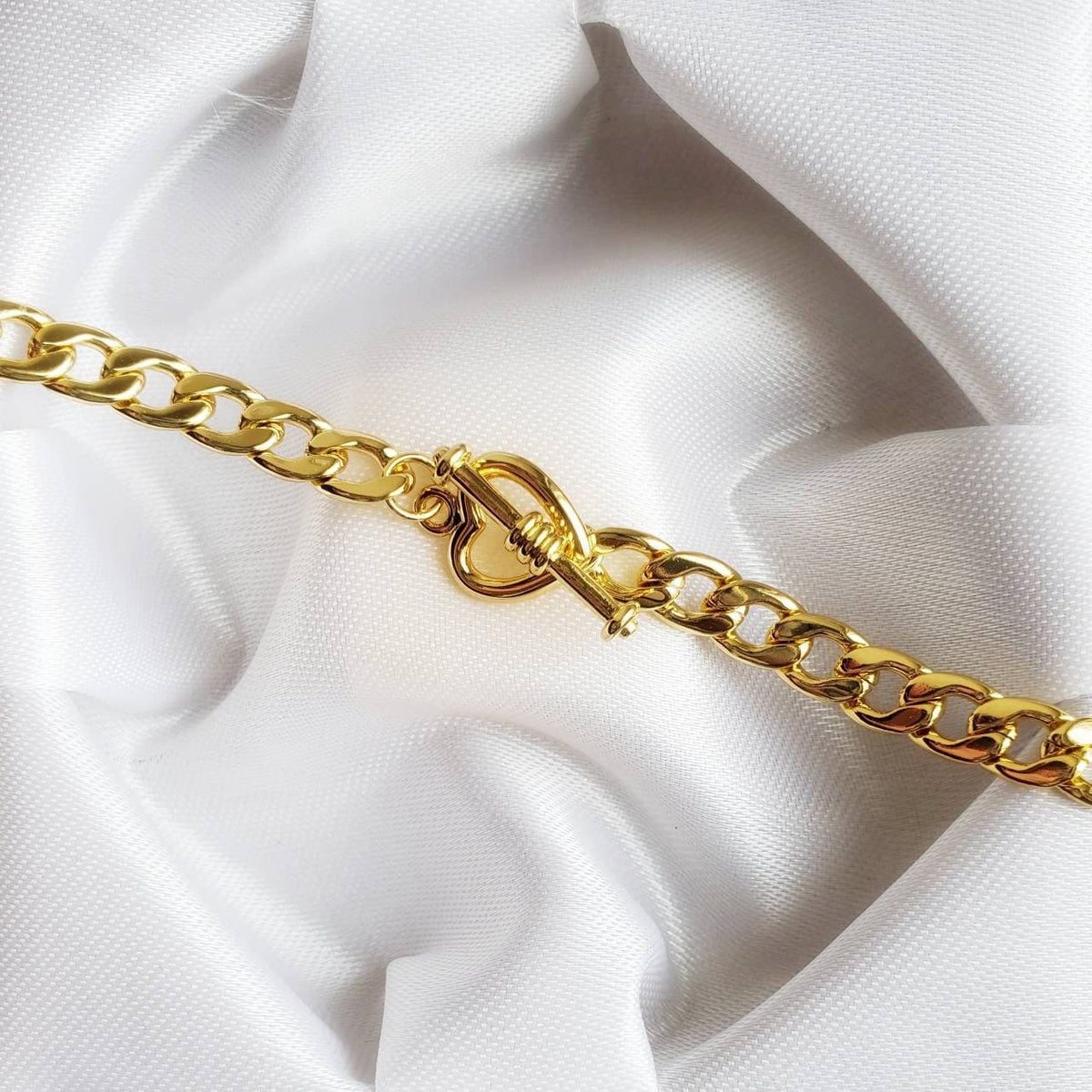 LOVER | 18K Gold Cuban Link Chain Choker Necklace | Minimalist Stacking Layering Necklace | Choker for Women | Valentine&#39;s Day Gift