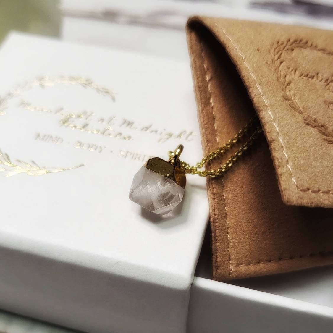 CLEAR QUARTZ | 14K Gold Dainty Gemstone Necklace | Crystal for Clarity, Harmony, Amplification | Delicate, Minimalist Manifestation Necklace