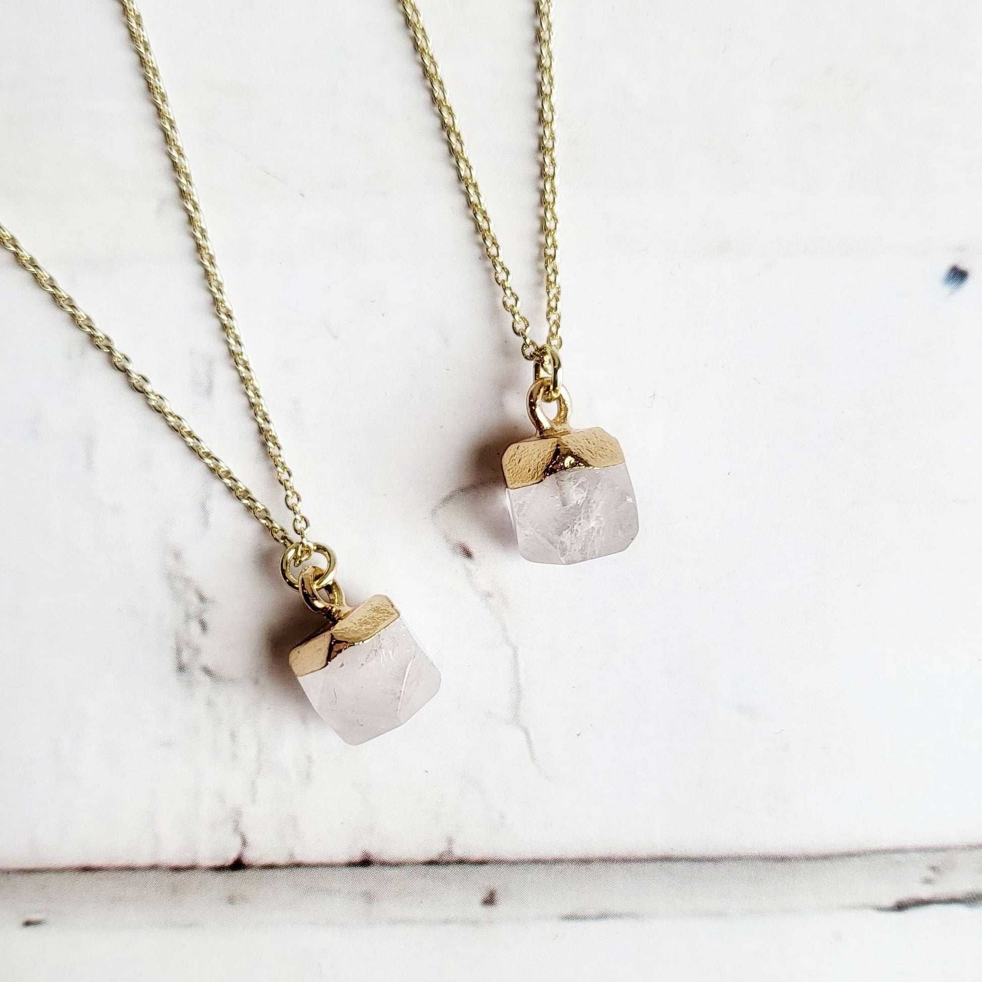CLEAR QUARTZ | 14K Gold Dainty Gemstone Necklace | Crystal for Clarity, Harmony, Amplification | Delicate, Minimalist Manifestation Necklace