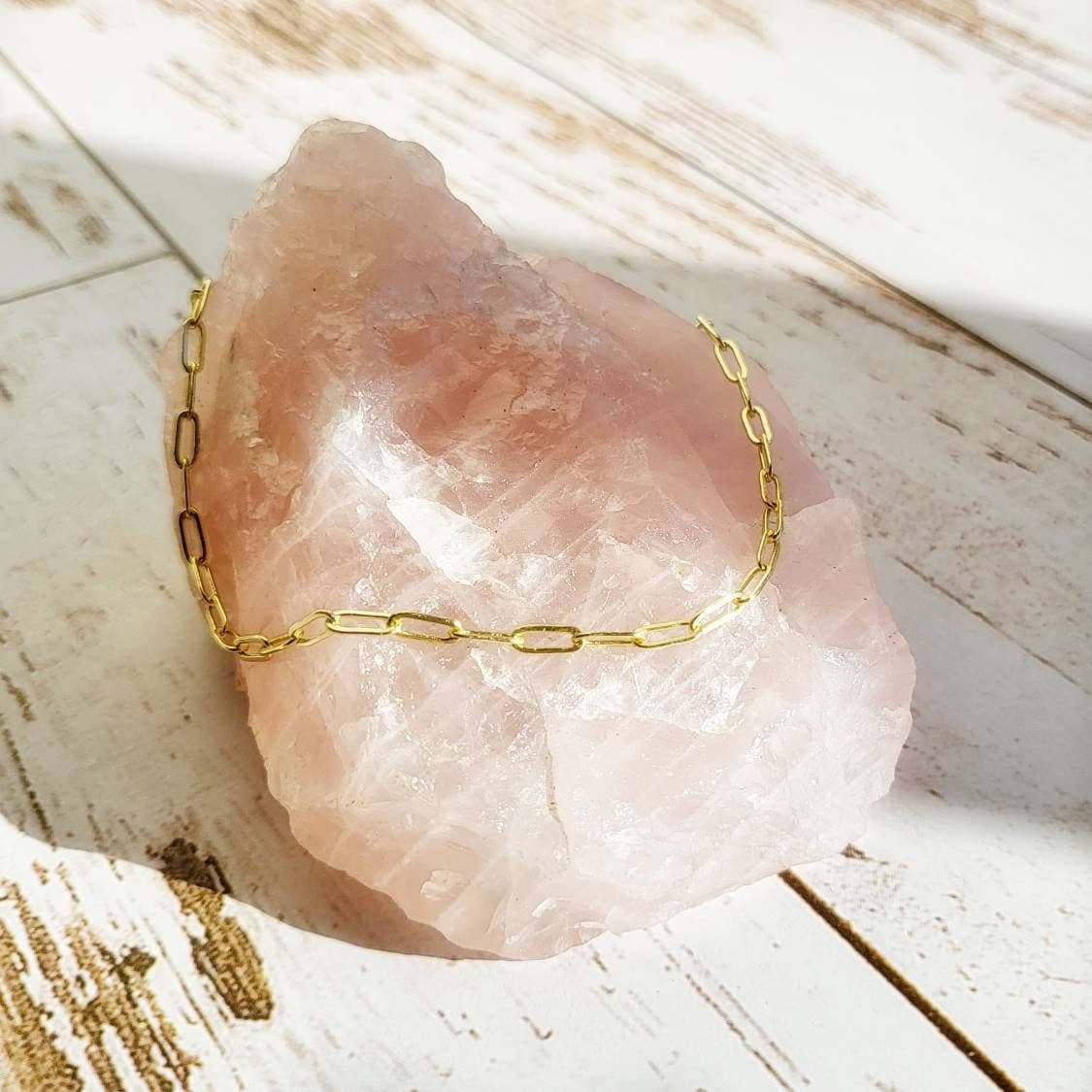 SACRED| 14K Gold Delicate Paper Clip Chain Necklace |  Gold Stacking Layered Chain Choker | Adjustable Minimalist Collar Choker for Women