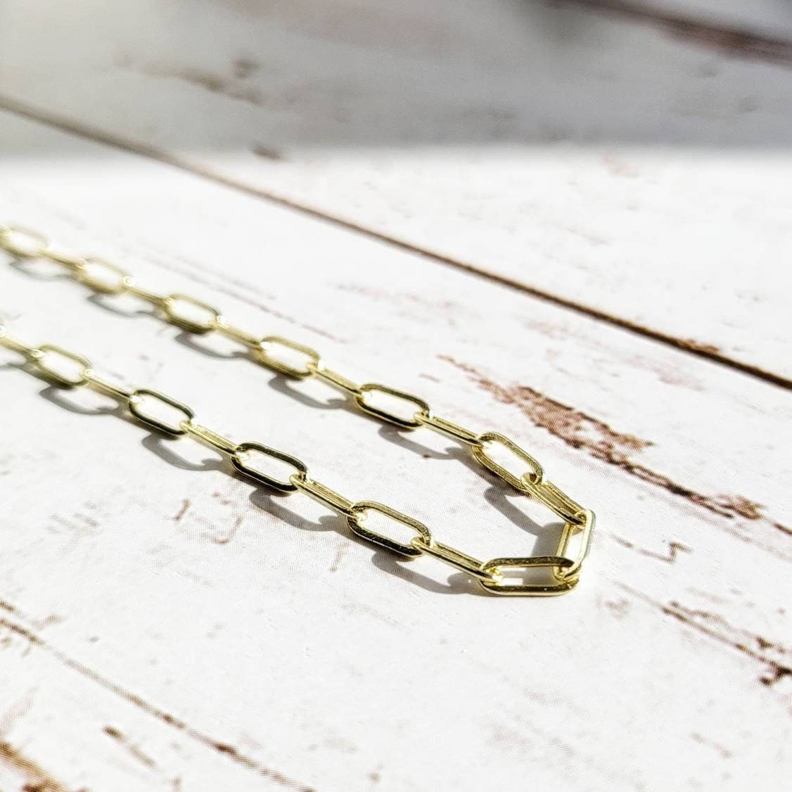 SACRED| 14K Gold Delicate Paper Clip Chain Necklace |  Gold Stacking Layered Chain Choker | Adjustable Minimalist Collar Choker for Women