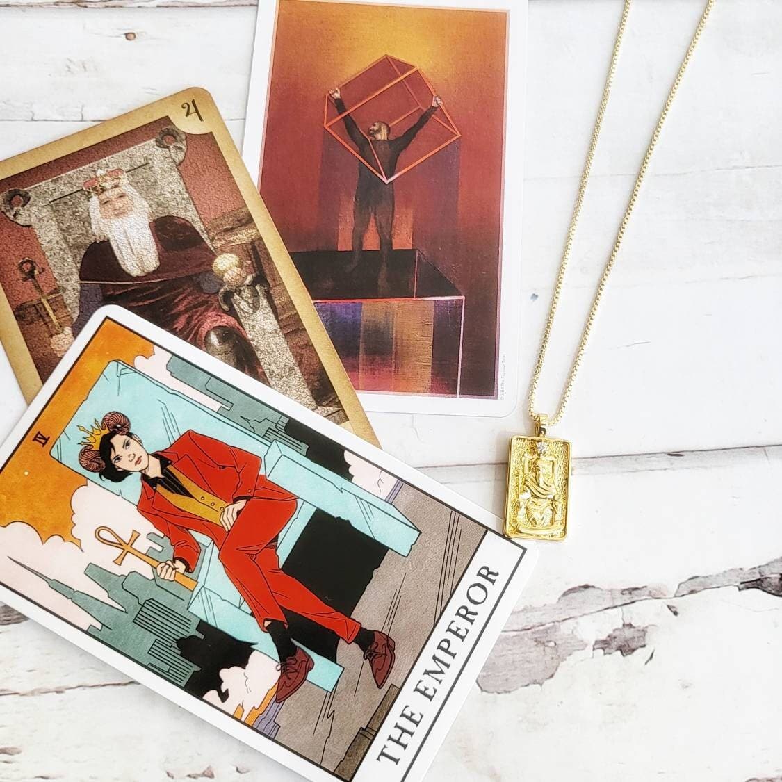 THE EMPEROR Tarot Card Necklace | 14K Gold Pendant Necklace | Delicate Minimalist Intention Celestial Necklace | Aries Astrology Jewelry