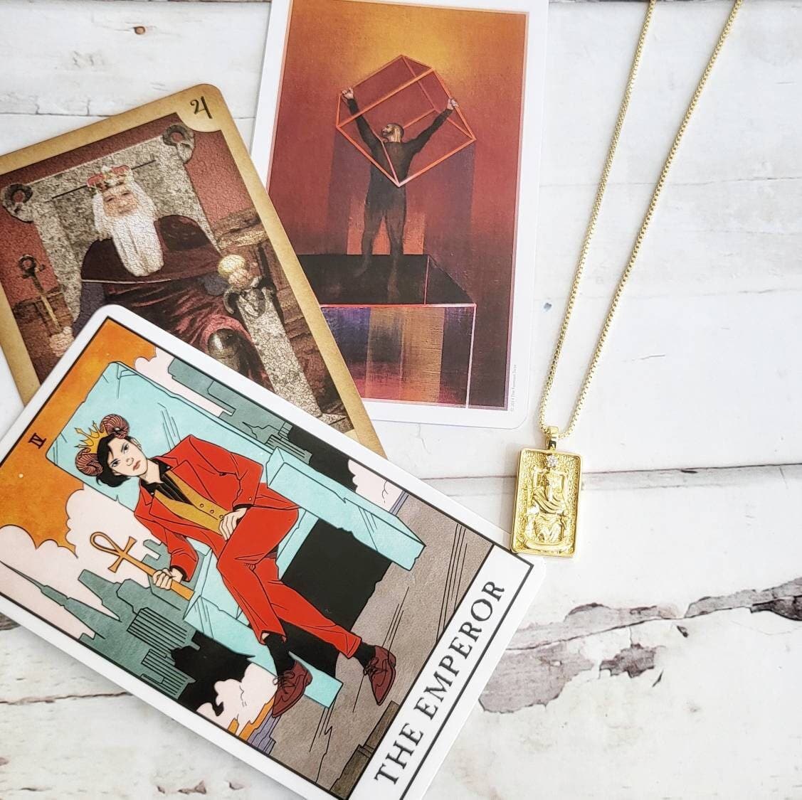 THE EMPEROR Tarot Card Necklace | 14K Gold Pendant Necklace | Delicate Minimalist Intention Celestial Necklace | Aries Astrology Jewelry