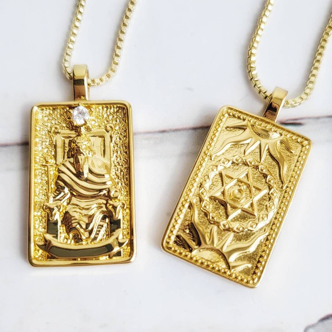 THE EMPEROR Tarot Card Necklace | 14K Gold Pendant Necklace | Delicate Minimalist Intention Celestial Necklace | Aries Astrology Jewelry