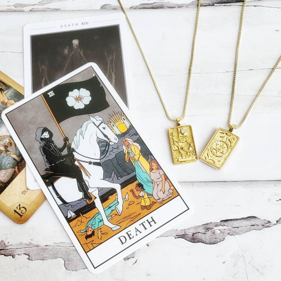 THE DEATH Tarot Card Deck Necklace | 14K Gold Pendant Necklace| Delicate Minimalist Intention Celestial Necklace | Scorpio Astrology Jewelry