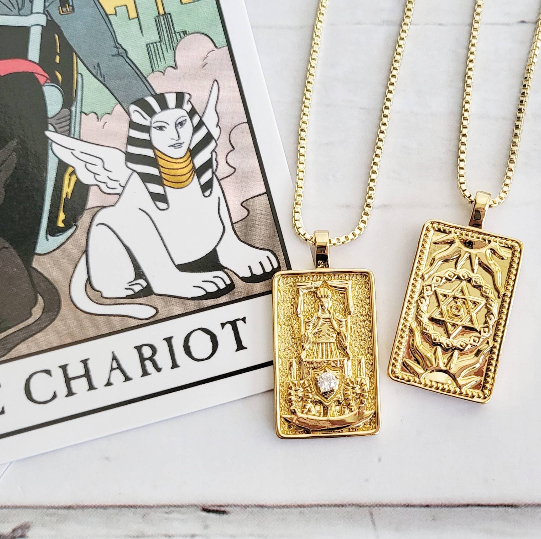 Buy Tarot Card Pendant Necklaces 14k Gold Fiiled Charm Necklace the Star,  the Sun, the World, the Moon, the Lovers, Strength Online in India - Etsy