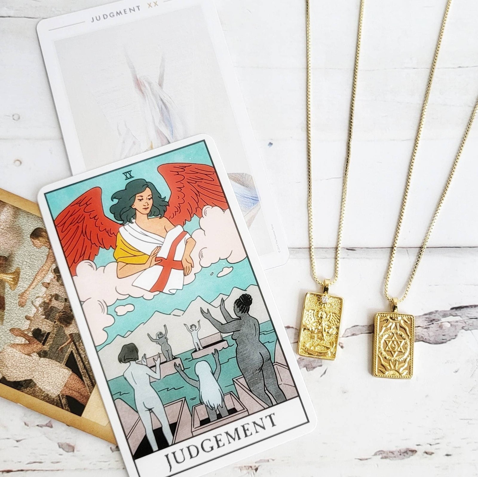 JUDGEMENT Tarot Card Necklace | 14K Gold Pendant Necklace | Delicate Minimalist Intention Celestial Necklace| Astrology Jewelry | Tarot Gift