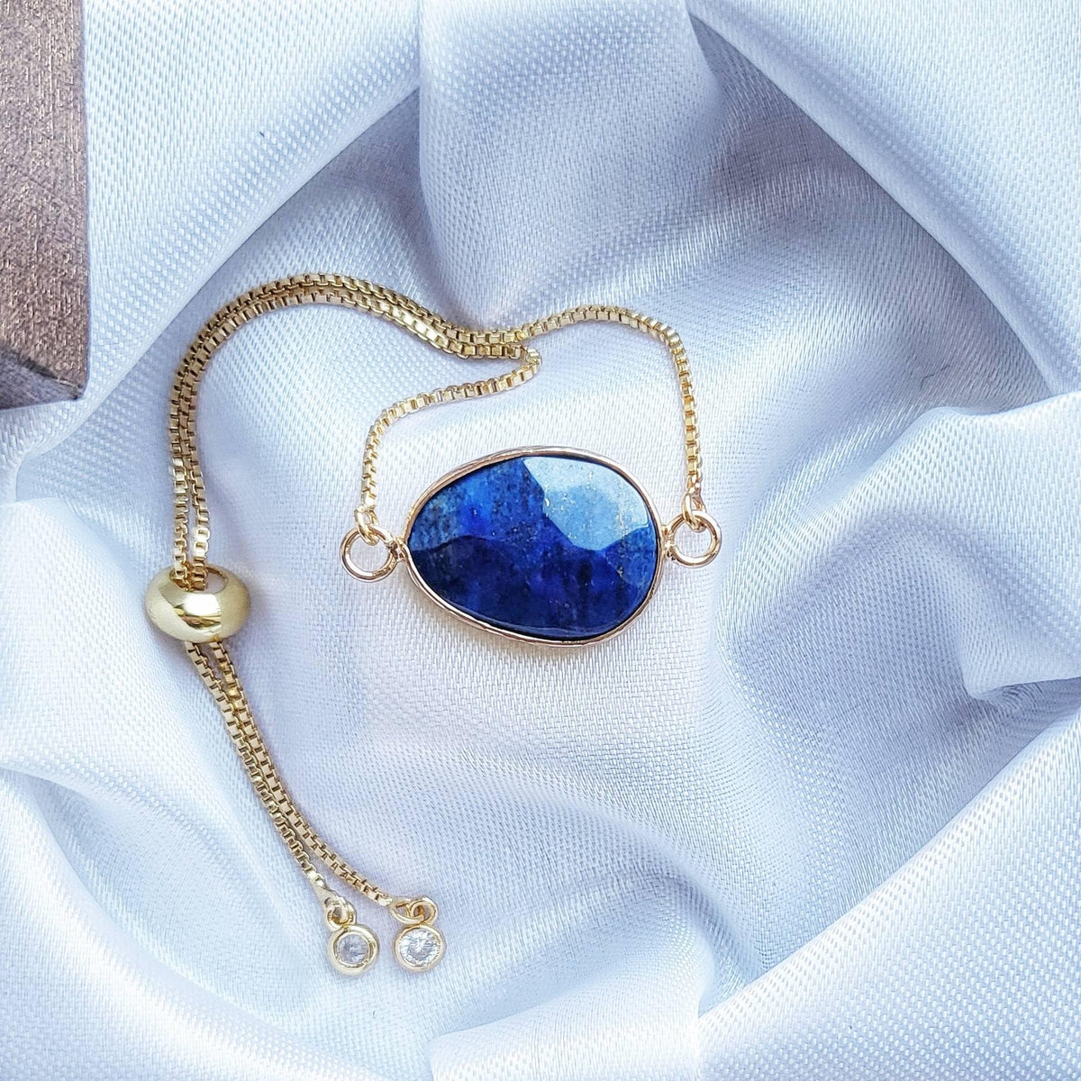 LAPIS LAZULI | 14k Gold Tennis Bracelet | Throat Chakra Healing Crystal Jewelry | Minimalist Gemstone Anxiety Bracelet | Spiritual Jewelry