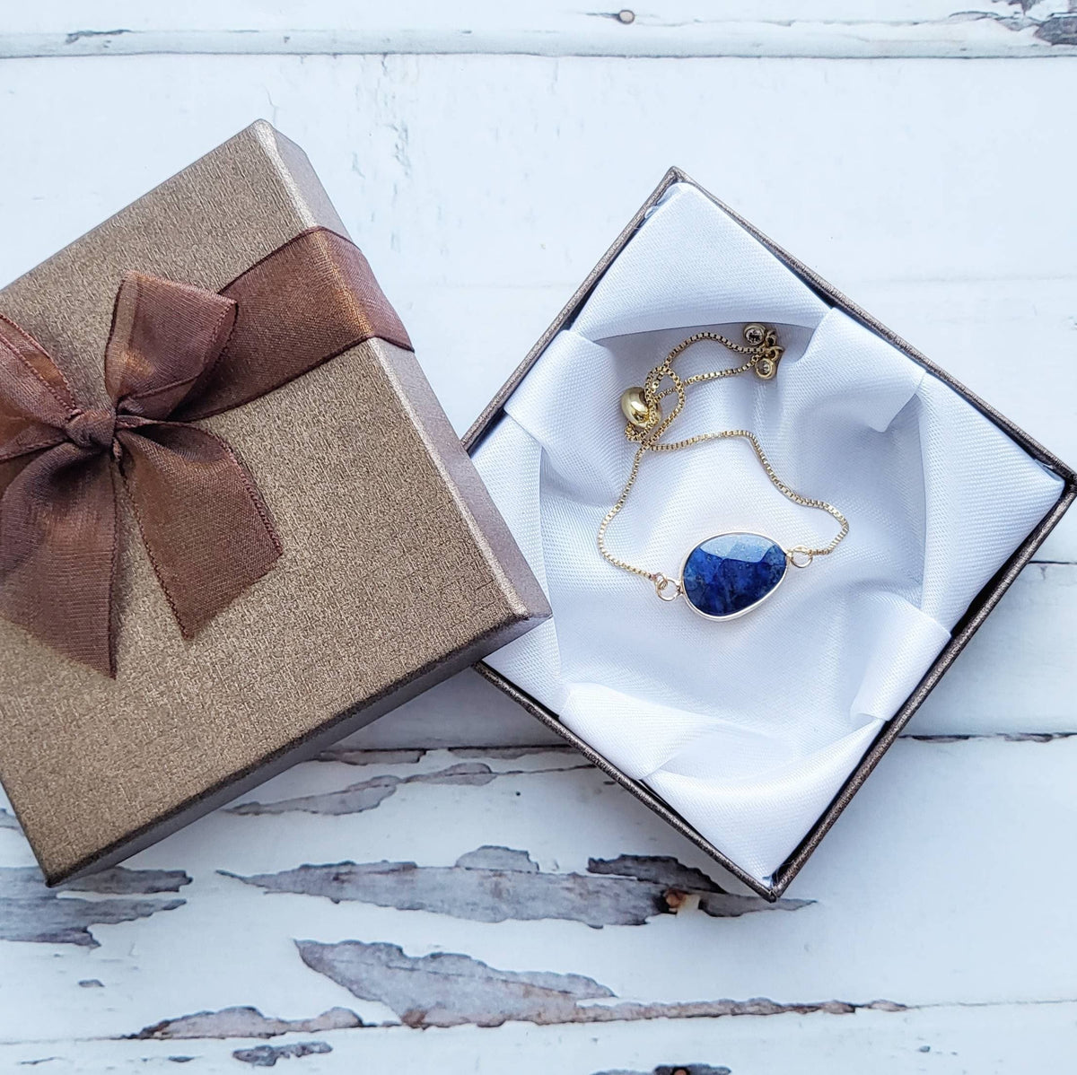 LAPIS LAZULI | 14k Gold Tennis Bracelet | Throat Chakra Healing Crystal Jewelry | Minimalist Gemstone Anxiety Bracelet | Spiritual Jewelry