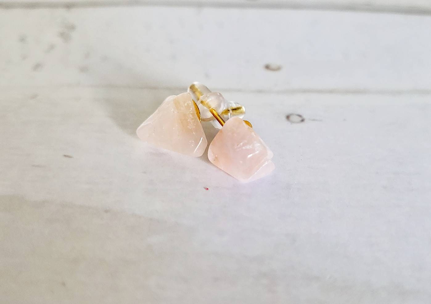 Rose Quartz Gold Stud Earrings | Crystal Gemstone Boho Earrings | Minimalist Dainty Statement Jewelry | Pink Crystals | Aphrodite Jewelry