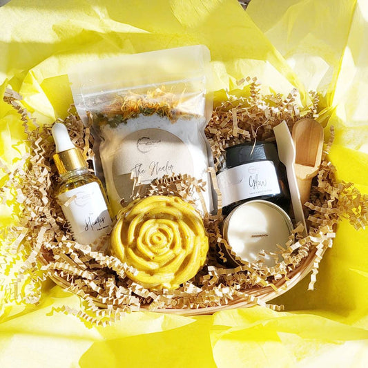 HEALER Spa Gift Basket | Self Care Gift Set | Organic Skin Care | Spa Day at Home | Calendula Aromatherapy | Cozy Gift Box | Skincare Bundle