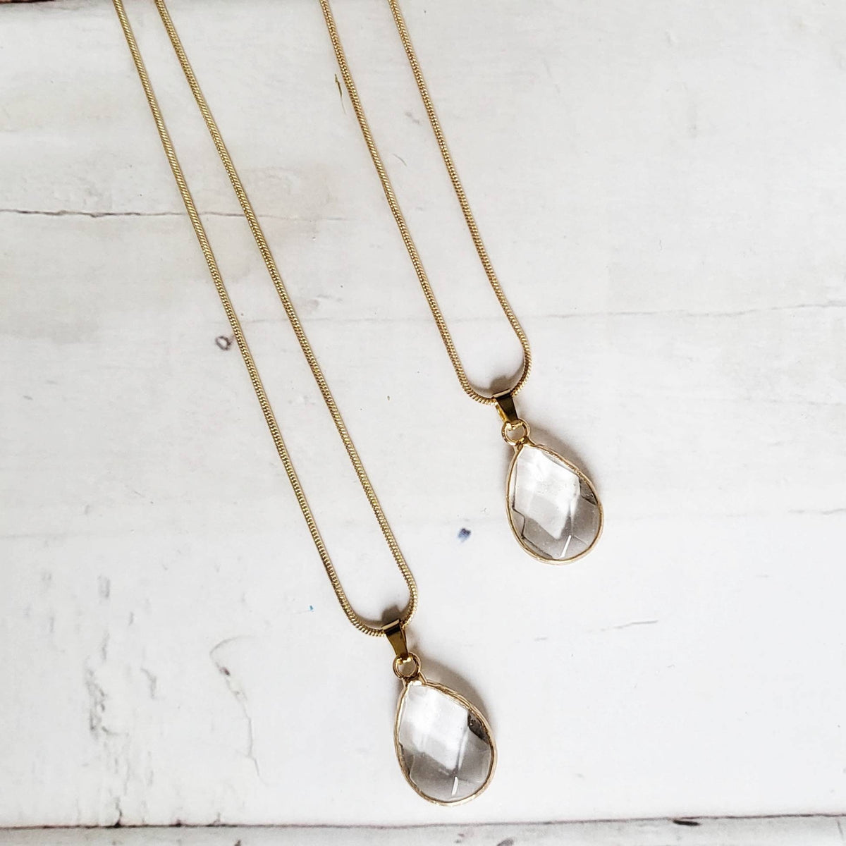 CLEAR QUARTZ | Gold Snake Chain Cryst Necklace | Gemstone for Clarity, Harmony, Amplification | Minimalist Metaphysical Spiritual Jewelry
