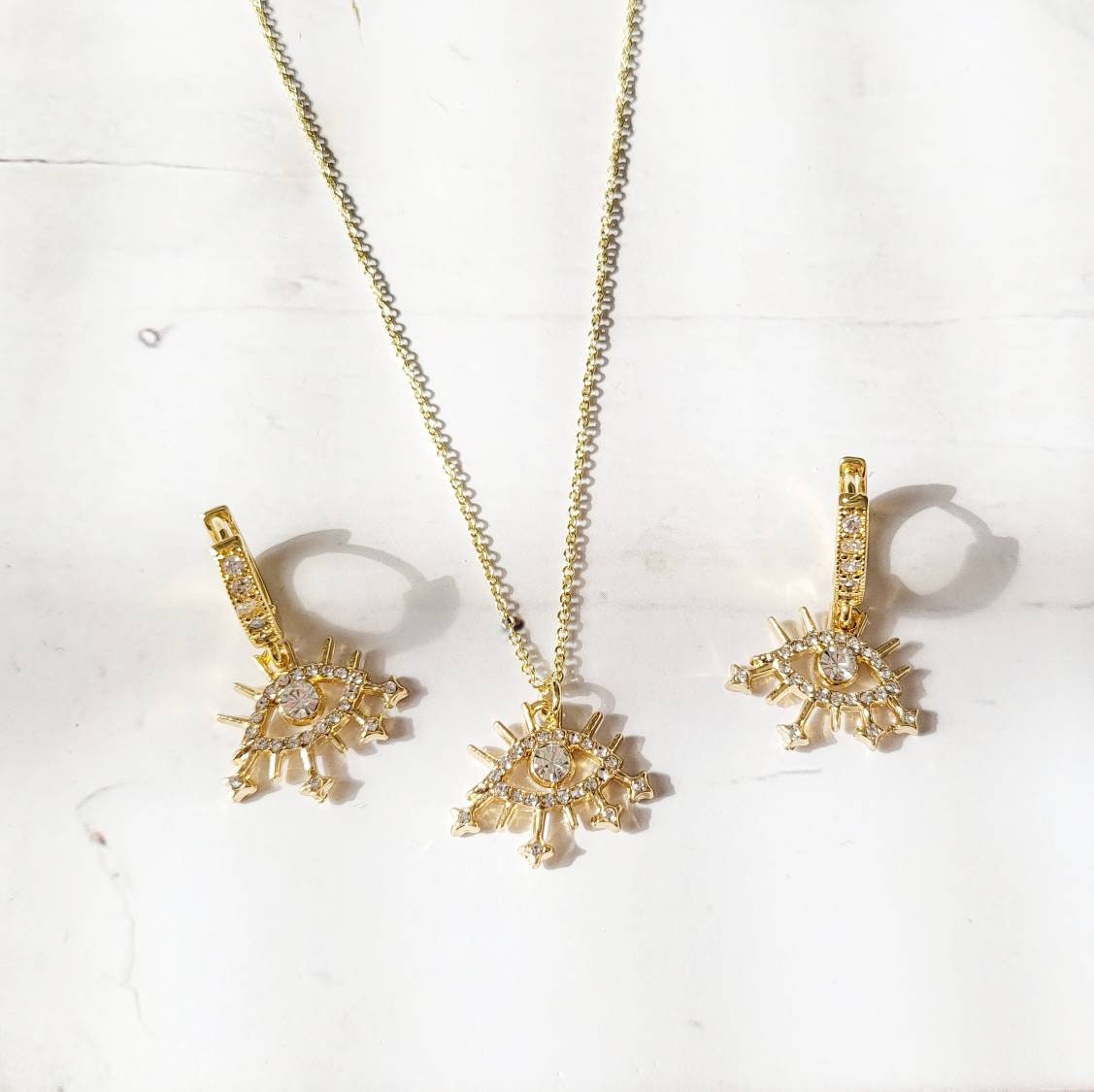 EVIL EYE 14K Gold Necklace | Minimalist Evil Eye Jewelry for Protection &amp; Blessings | Spiritual Gift for Empaths | Mal de Ojo Necklaces