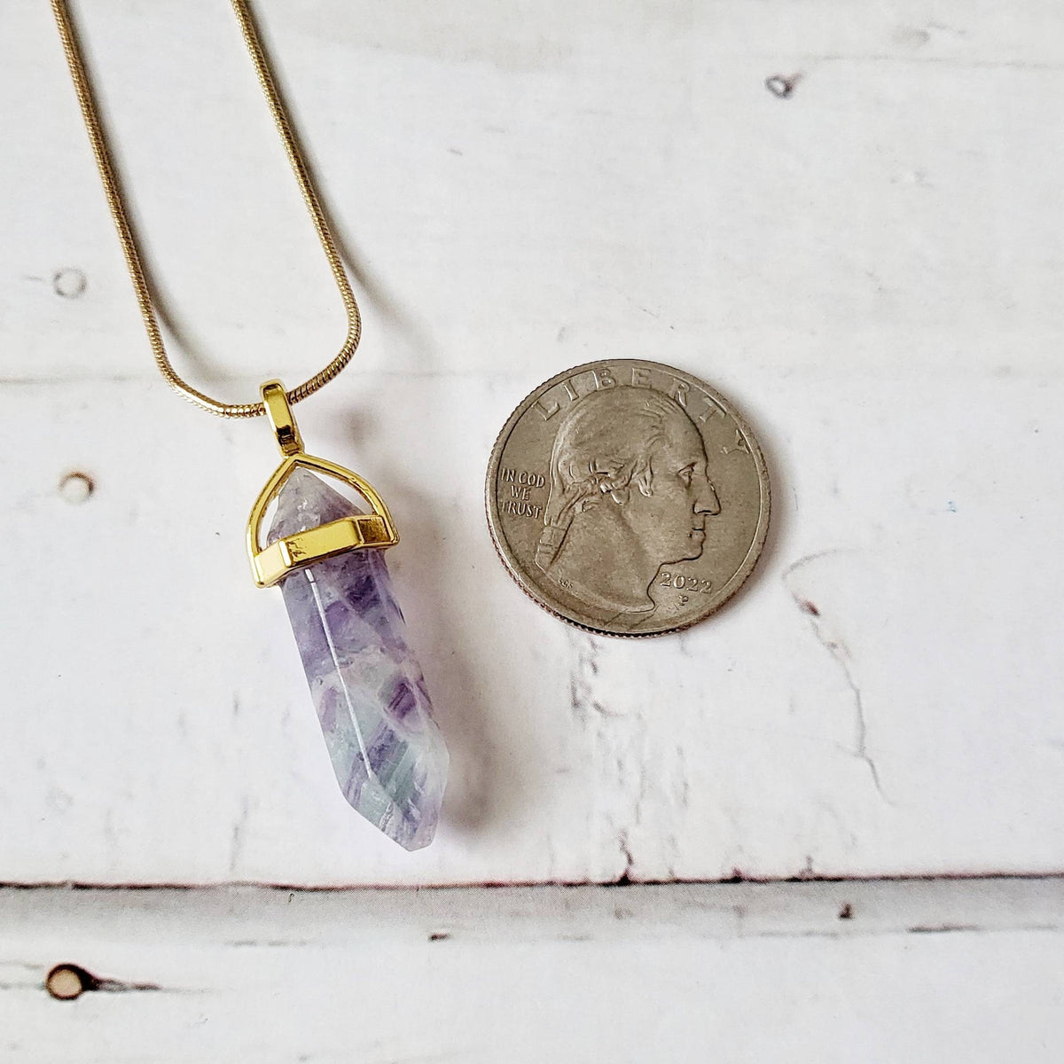 Rainbow Fluorite Crystal Necklace | Gold Pendulum Necklaces | Metaphysical Gemstone Jewelry | Intuition Protection Crystals | Spiritual Gift