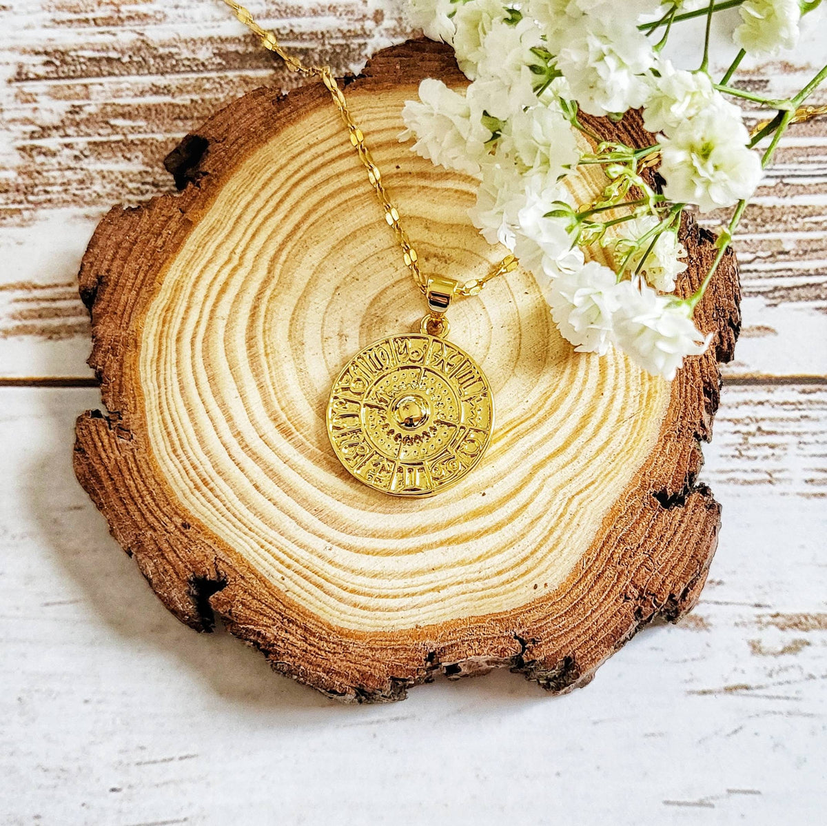 ZODIAC | 14K Gold Astrology Wheel Coin Necklace | Delicate, Minimalist Sequin Necklaces | Spiritual Celestial Jewelry | Gifts for Astrologer
