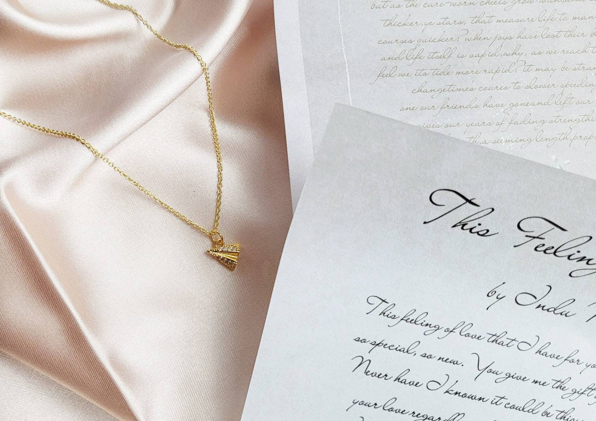 TAKE FLIGHT | 14K Gold Paper Airplane Necklace | Wanderlust Traveler Jewelry | Delicate, Minimalist Plane Necklaces | Adventure Time Gift
