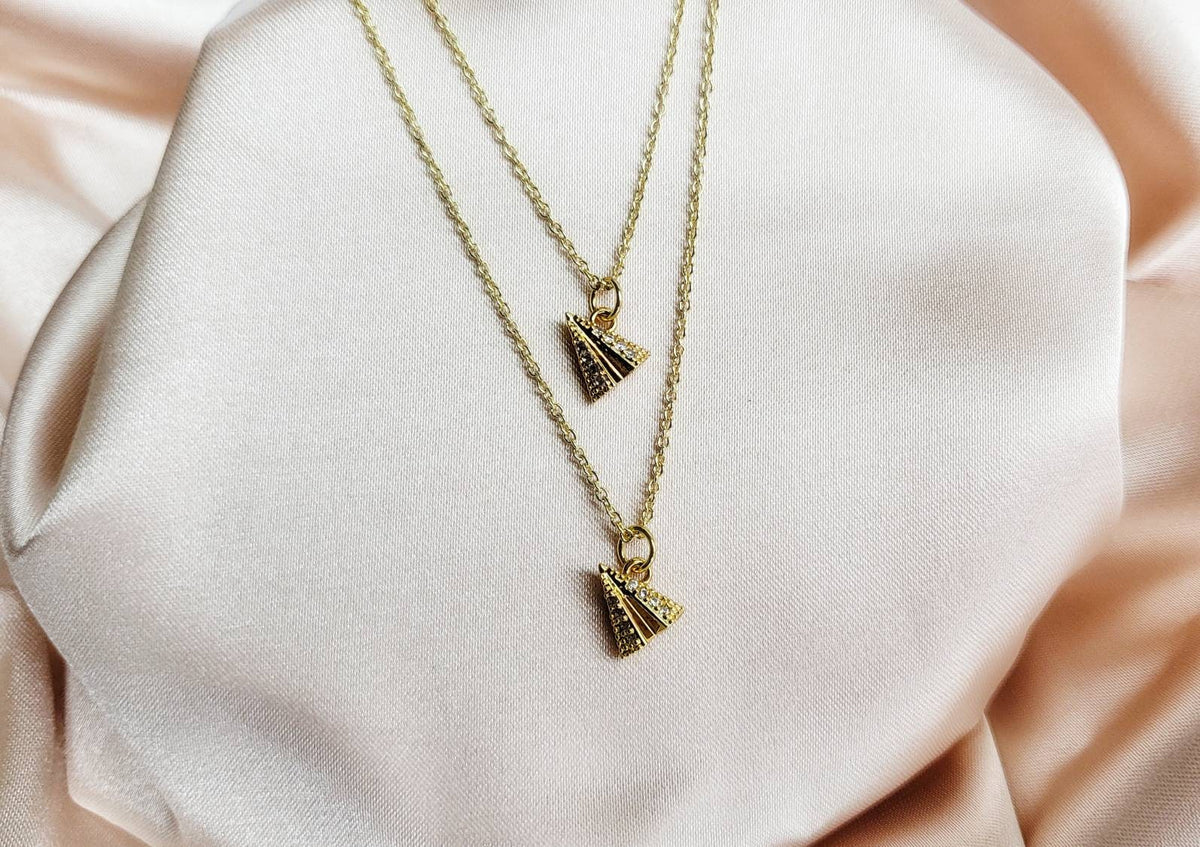 TAKE FLIGHT | 14K Gold Paper Airplane Necklace | Wanderlust Traveler Jewelry | Delicate, Minimalist Plane Necklaces | Adventure Time Gift