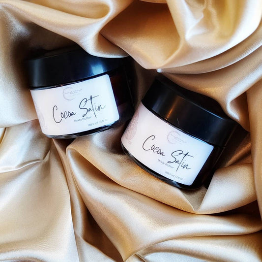 COCOA SATIN Body Butter | Organic Shea Butter, Cocoa Butter, and Aloe Vera | Fluffy Whipped Body Cream | Belly Butter Moisturizer Dry Skin