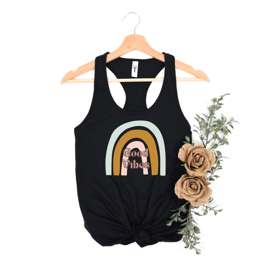GOOD VIBES | Boho Rainbow Tank Top