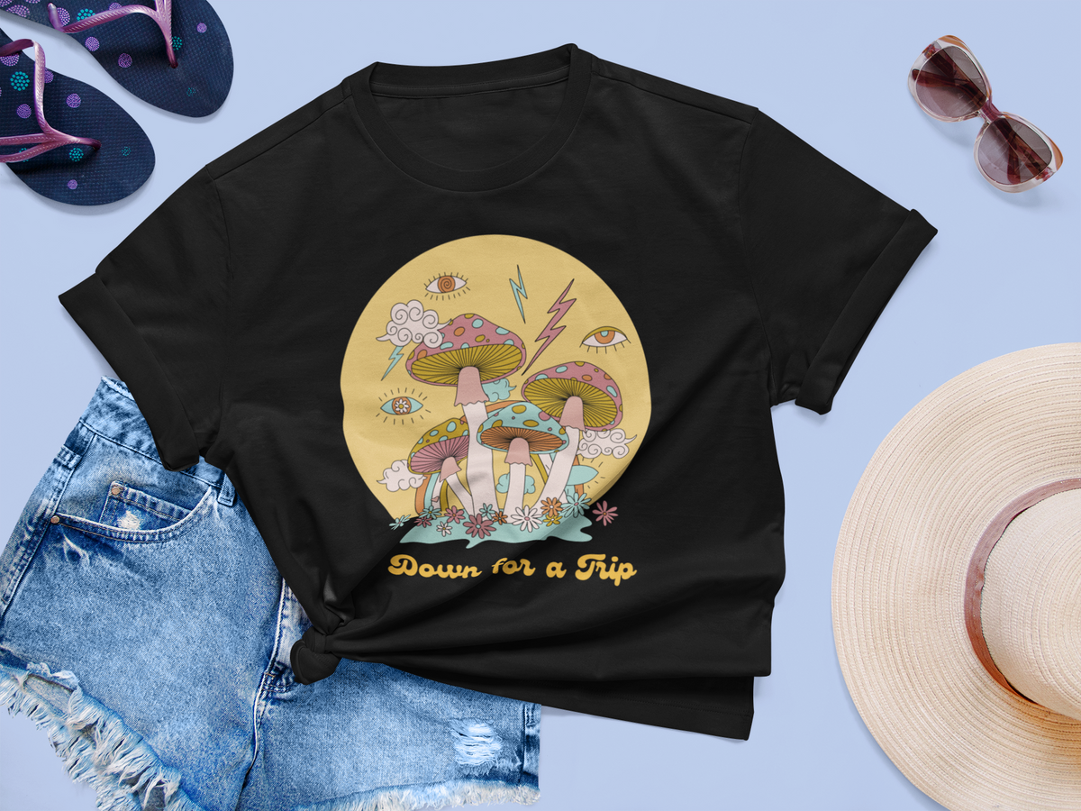 Down For a Trip | Celestial Mushrooms Graphic Tee