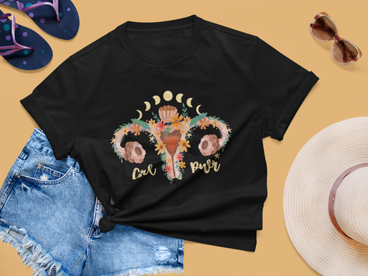 GRL PWR | Girl Power T Shirt | Pro Choice Feminism T Shirt | Feminist Top | Floral Uterus Tee | Unisex Activist Shirt | Women's Rights T-Shirts