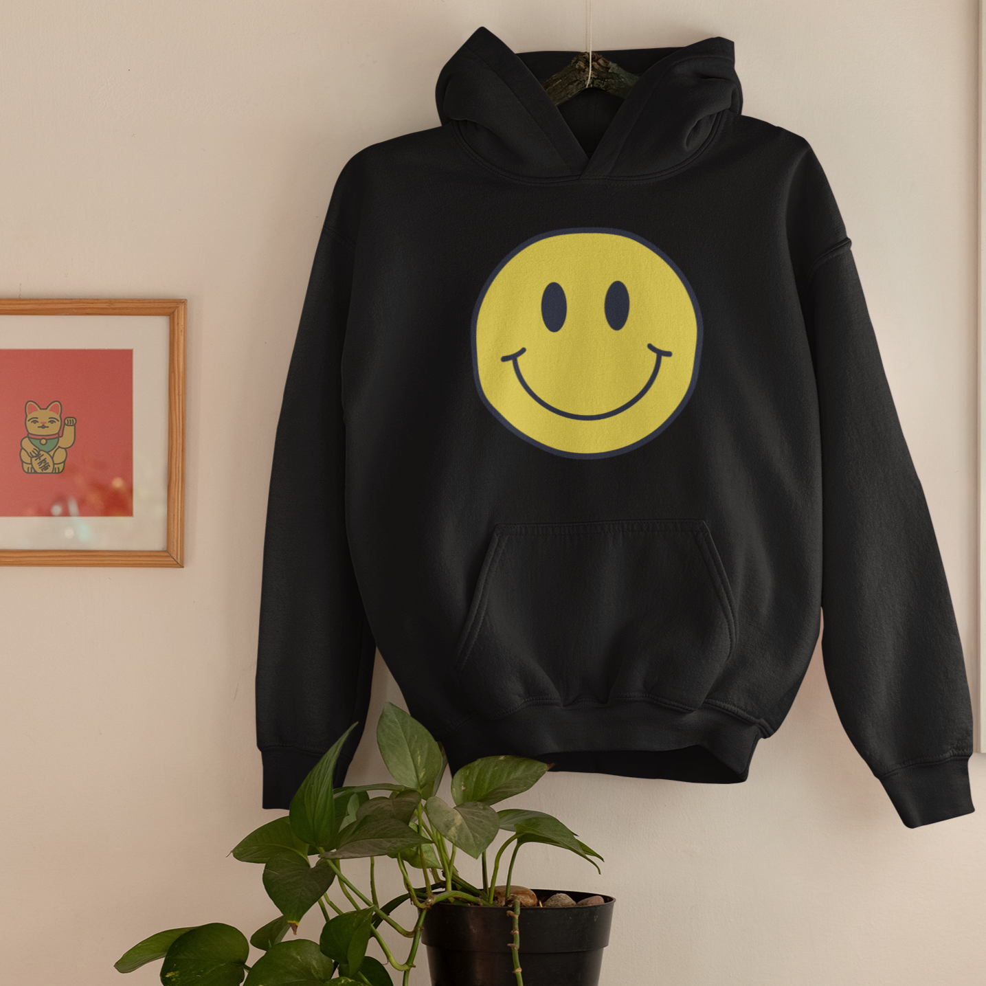 SMILE | 90s Vintage Smile Face Hoodie | 90s Hooded Sweatshirt